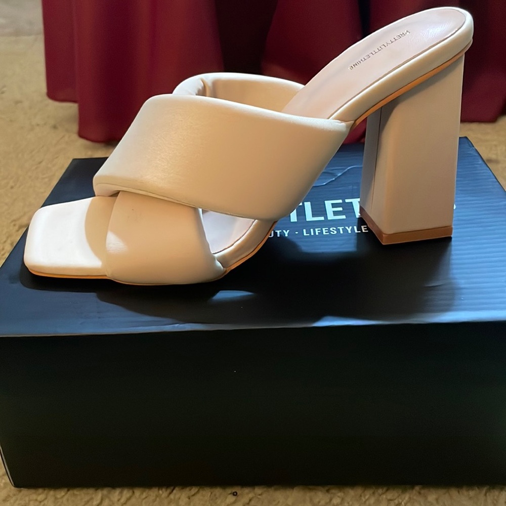 Pretty Little Thing Beige heels, UK size 6